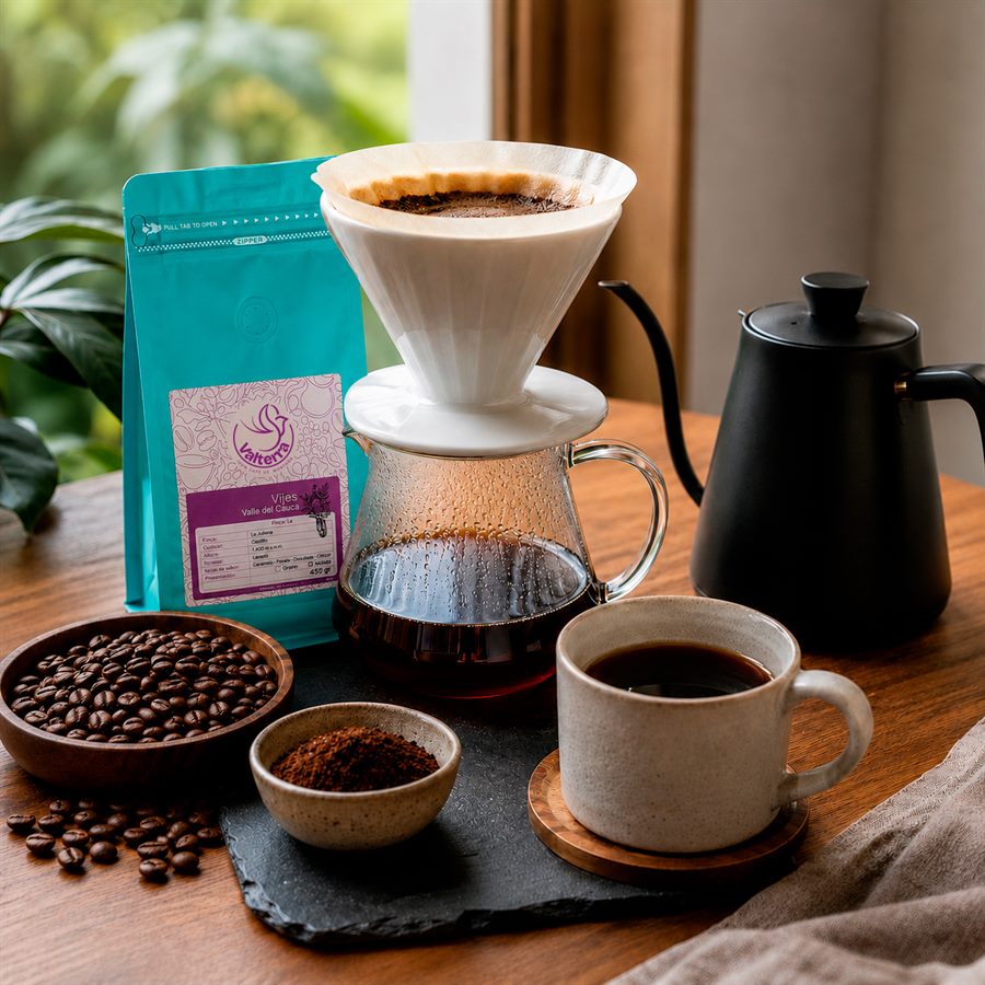 Preparación de café Valterra en método V60